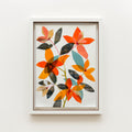 Abstract Floral Wall Art Frame | Modern Colorful Botanical Design | Minimalist Orange Leaf Artwork | Contemporary Home Decor – The Nestify